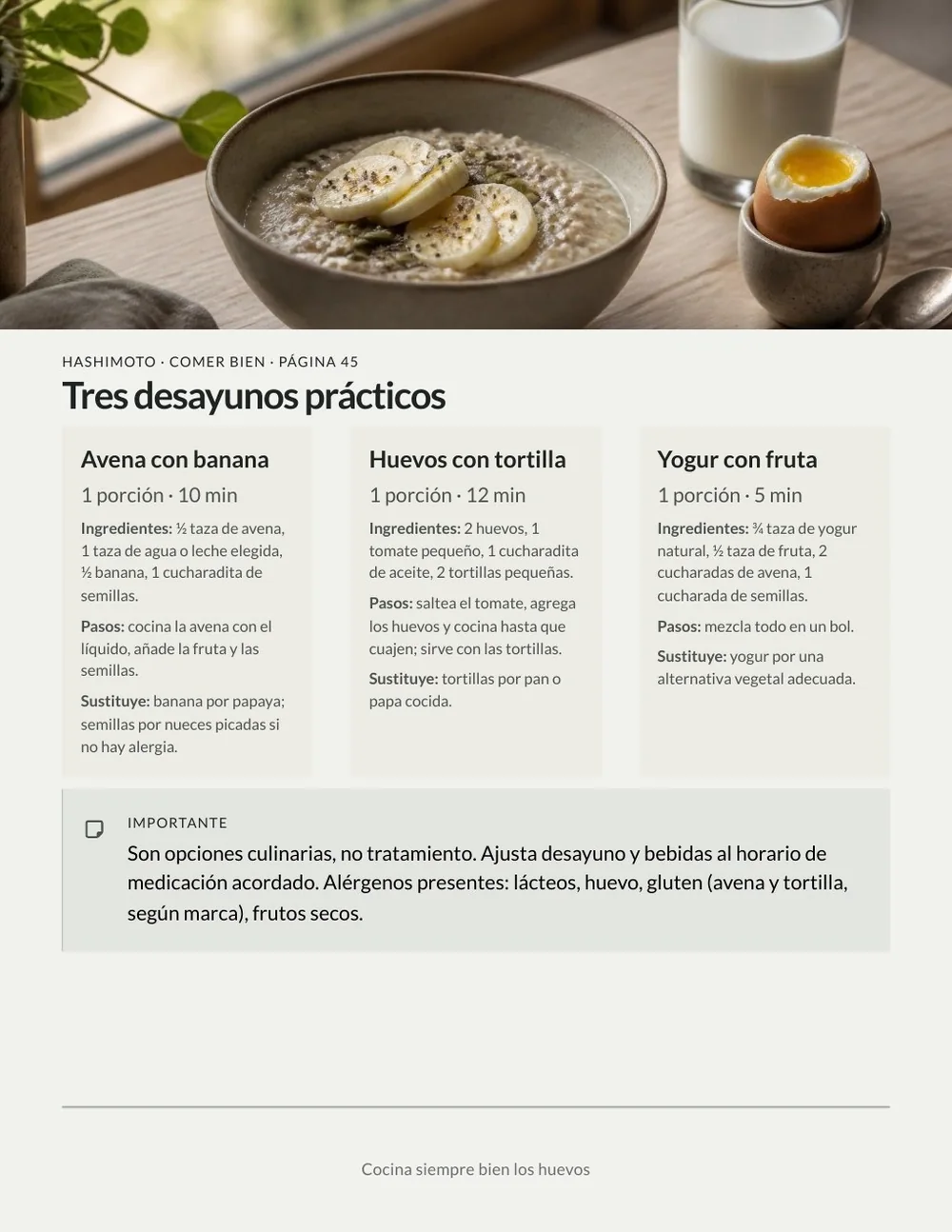 Página de desayunos prácticos